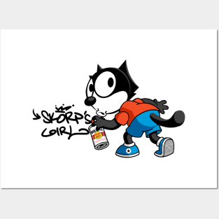 FELIX THE CAT - Graffiti (4 dark tees) MIA Posters and Art